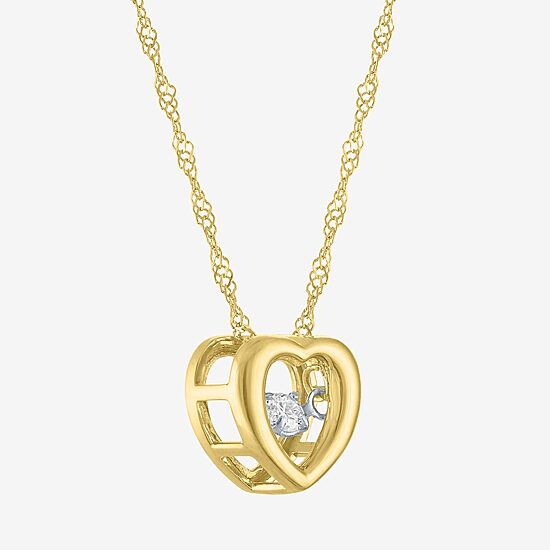 (G-H / I1-I2) Womens Diamond Accent Lab Grown White Diamond 10K Gold Heart 18 Inch Pendant Necklace