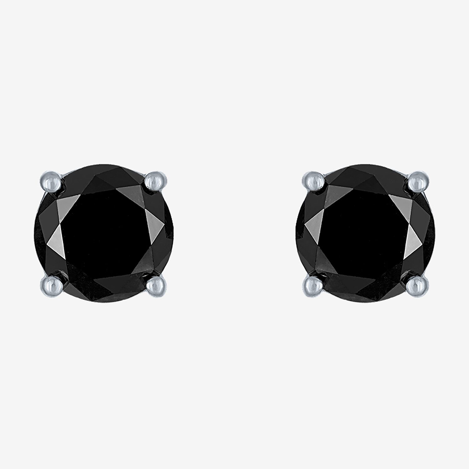 4 CT. T.W. Natural Black Diamond 14K Gold 8mm Round Stud Earrings
