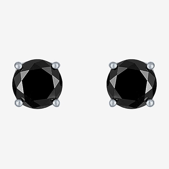 4 CT. T.W. Natural Black Diamond 14K Gold 8mm Round Stud Earrings