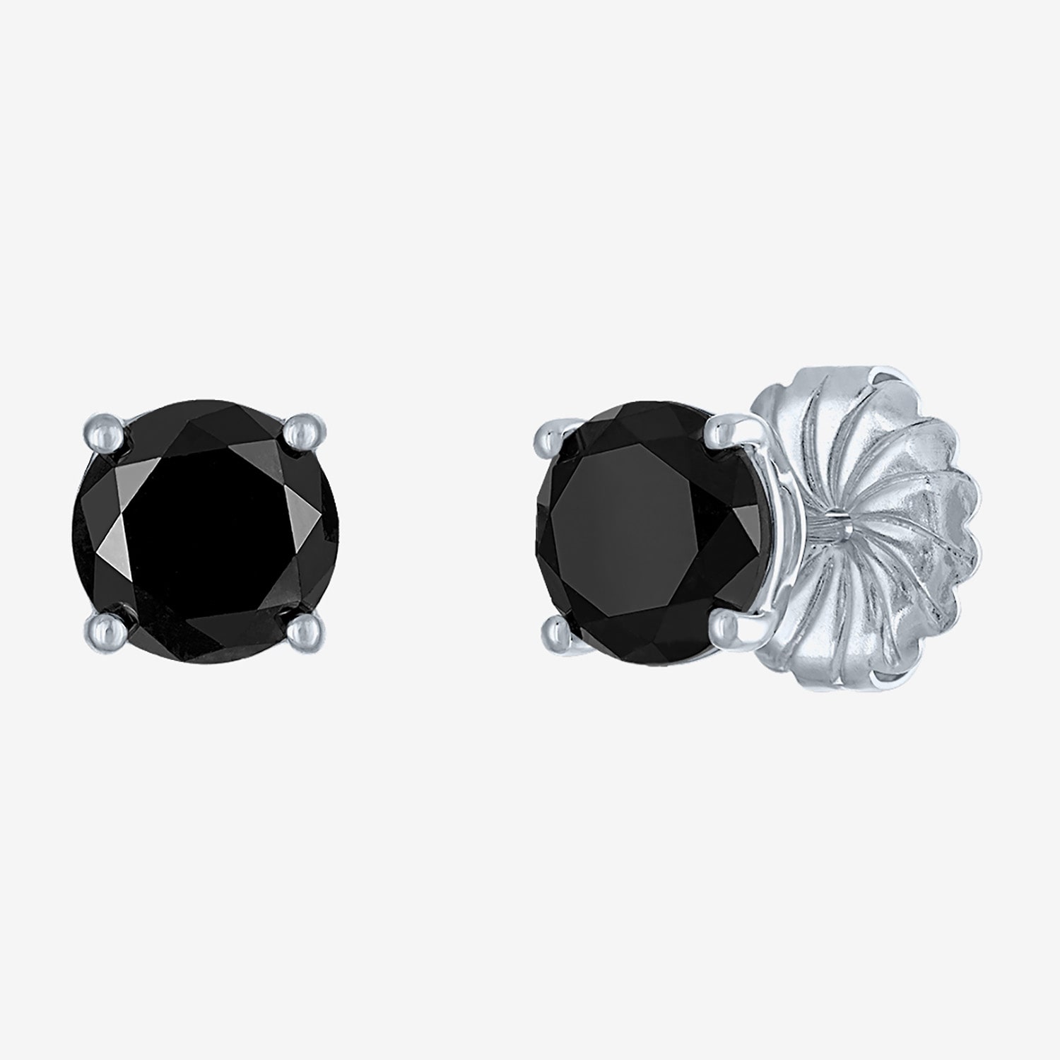 4 CT. T.W. Natural Black Diamond 14K Gold 8mm Round Stud Earrings