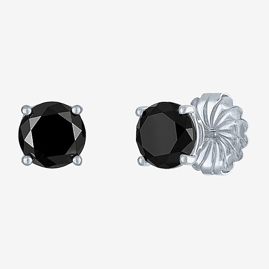 4 CT. T.W. Natural Black Diamond 14K Gold 8mm Round Stud Earrings