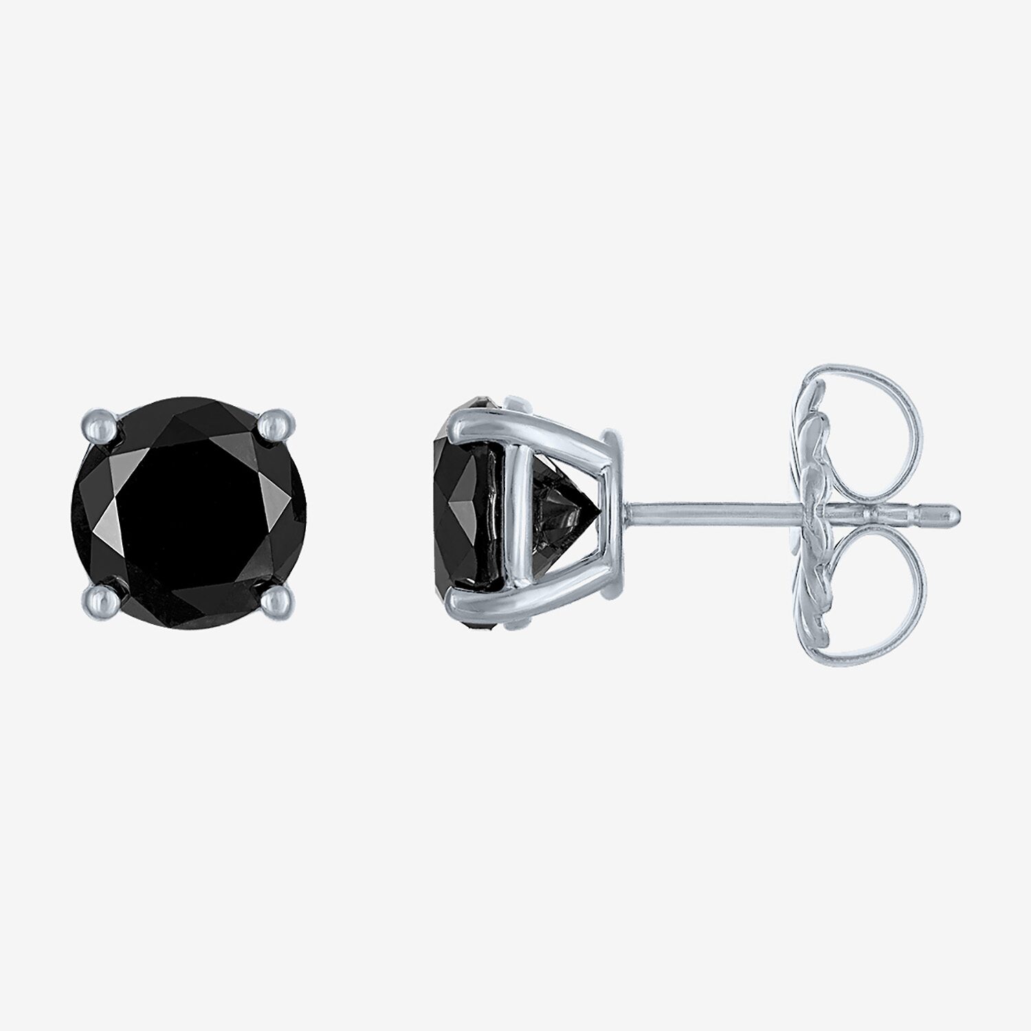 4 CT. T.W. Natural Black Diamond 14K Gold 8mm Round Stud Earrings