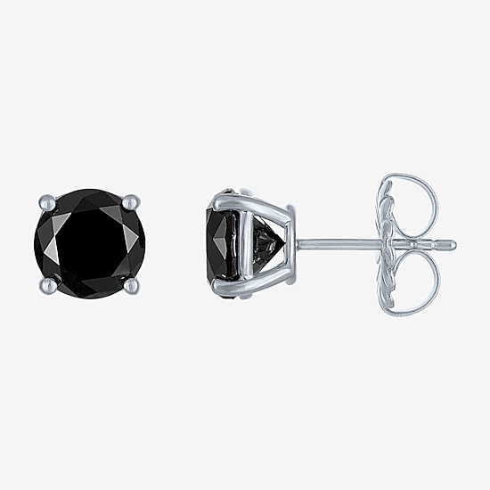 4 CT. T.W. Natural Black Diamond 14K Gold 8mm Round Stud Earrings