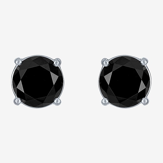 10 Ct.T.W. Natural Black Diamond 14K Gold 11mm Round Stud Earrings