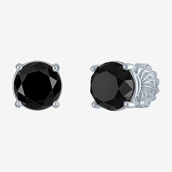 10 Ct.T.W. Natural Black Diamond 14K Gold 11mm Round Stud Earrings