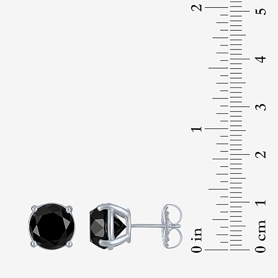 10 Ct.T.W. Natural Black Diamond 14K Gold 11mm Round Stud Earrings