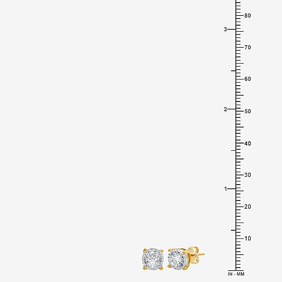 (G-H / Si1-Si2) 1 CT. T.W. Lab Grown White Diamond Sterling Silver or 14K Gold Over Silver 8.7mm Round Stud Earrings
