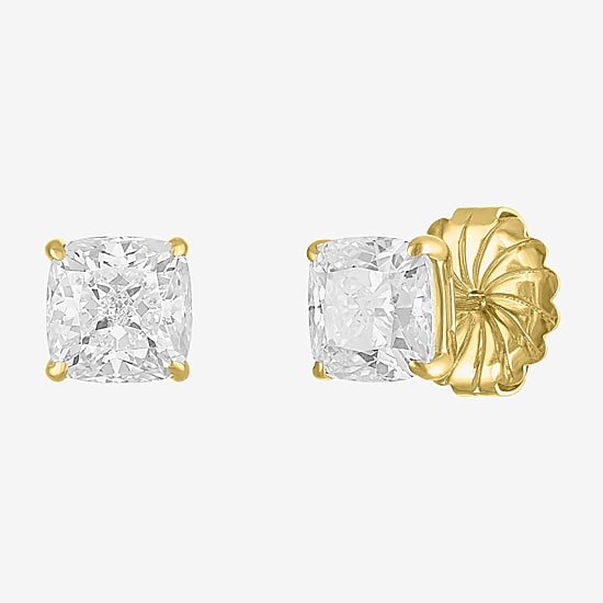 ( E-F/Si1-Si2 ) 4 CT. T.W. Lab-Grown White Diamond 14K Gold 7mm Cushion Stud Earrings