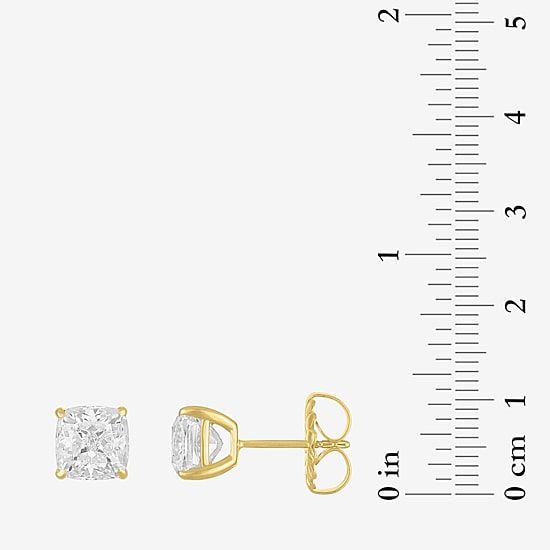 ( E-F/Si1-Si2 ) 4 CT. T.W. Lab-Grown White Diamond 14K Gold 7mm Cushion Stud Earrings