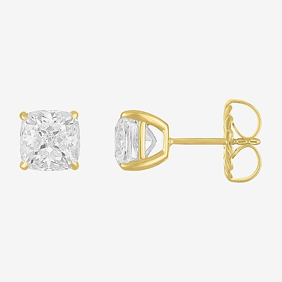 ( E-F/Si1-Si2 ) 4 CT. T.W. Lab-Grown White Diamond 14K Gold 7mm Cushion Stud Earrings