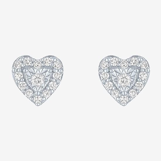 (G-H / I1-I2) 1/4 CT. T.W. Lab Grown White Diamond Sterling Silver Heart Stud Earrings