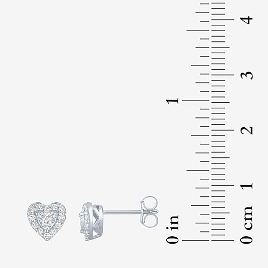 (G-H / I1-I2) 1/4 CT. T.W. Lab Grown White Diamond Sterling Silver Heart Stud Earrings