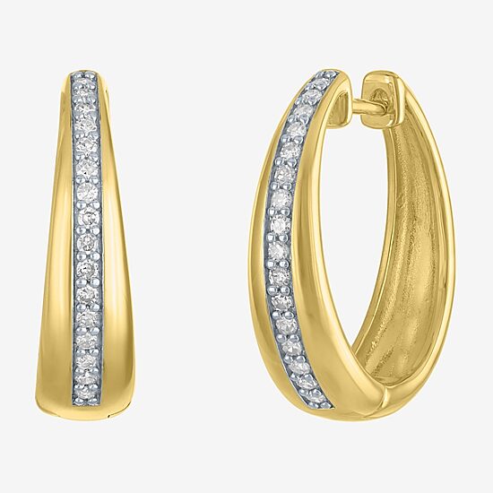 Diamond Addiction (G-H / I1-I2) Womens 1/4 CT. T.W. Lab Grown White Diamond 14K Gold Over Silver Sterling Silver 20mm Hoop Earrings