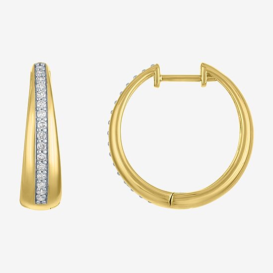 Diamond Addiction (G-H / I1-I2) Womens 1/4 CT. T.W. Lab Grown White Diamond 14K Gold Over Silver Sterling Silver 20mm Hoop Earrings