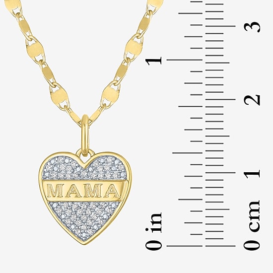 Diamond Addiction "Mama" (G-H) Womens 1/10 CT. T.W. Lab Grown White Diamond 14K Gold Over Silver Sterling Silver Heart 16 Inch Pendant Necklace