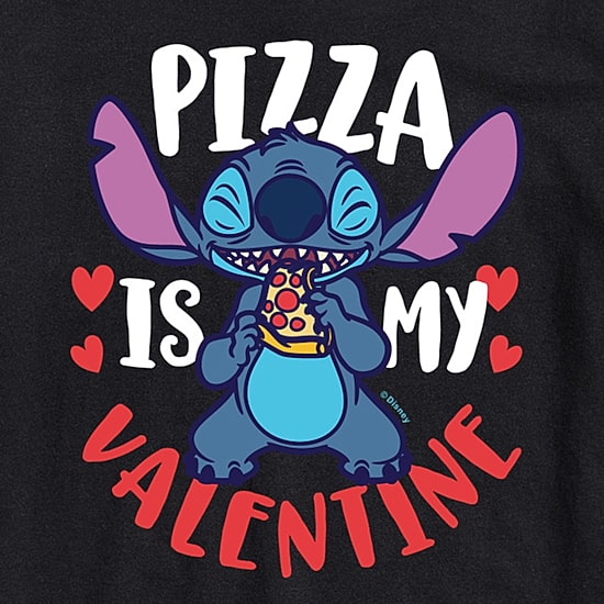 Mens Crew Neck Short Sleeve Lilo & Stitch Valentine's Day T-Shirt