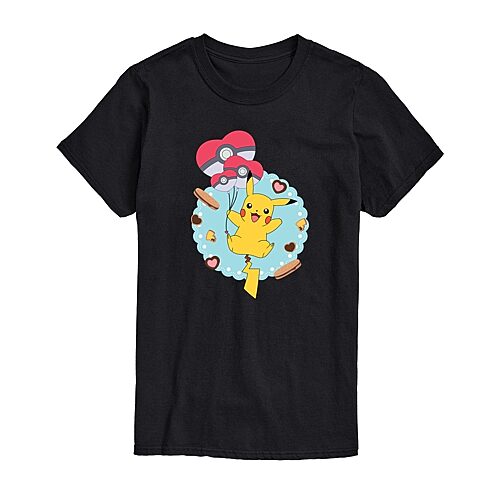 Mens Crew Neck Short Sleeve Pokeman Valentine's Day T-Shirt, X-large, Black