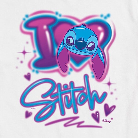 Mens Crew Neck Short Sleeve Lilo & Stitch Valentine's Day T-Shirt