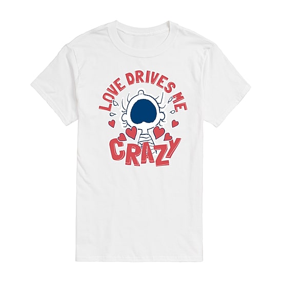 Mens Crew Neck Short Sleeve Peanuts Valentine's Day T-Shirt