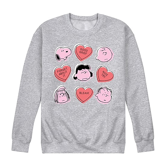 Mens Crew Neck Long Sleeve Peanuts Valentine's Day Sweatshirt