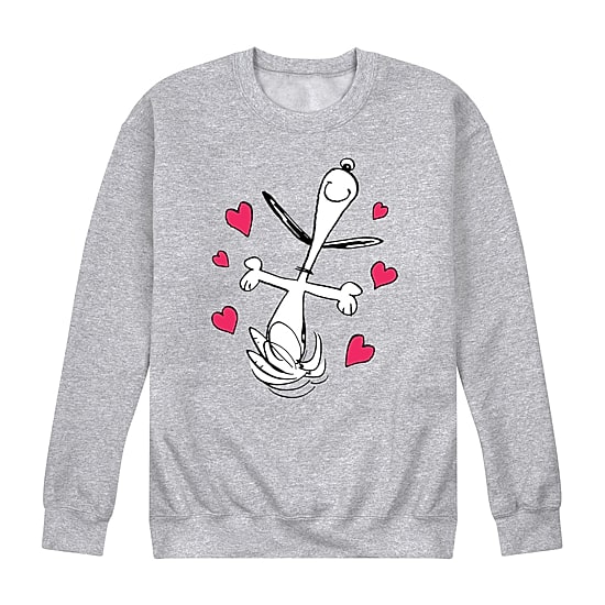 Mens Crew Neck Long Sleeve Peanuts Valentine's Day Sweatshirt