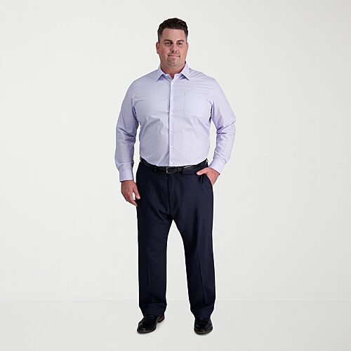 Haggar JMH Sharkskin Mens Classic Fit Big and Tall Dress Flat Front Pant, 44 29, Blue