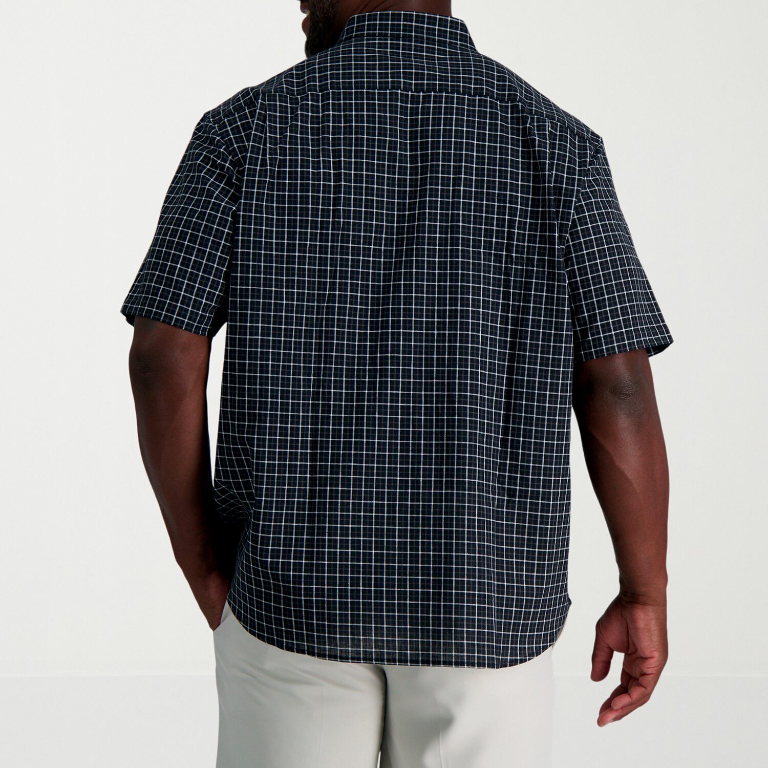 Haggar Linen Blend Mens Short Sleeve Regular Fit Big and Tall Button-Down Shirt