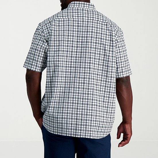 Haggar Linen Blend Mens Short Sleeve Regular Fit Big and Tall Button-Down Shirt