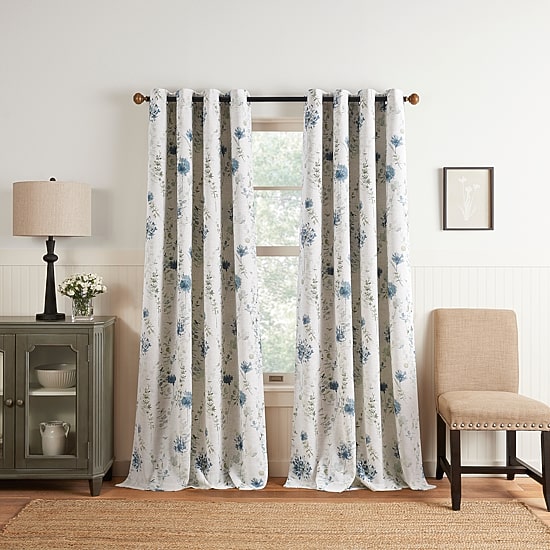 Martha Stewart Westchester Print Grommet Top Blackout Single Curtain Panel