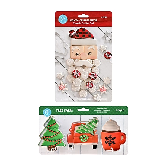 R&M International Llc Tree Farm Cookie Cutters and Build-A-Santa Cookie Cutter Bundle