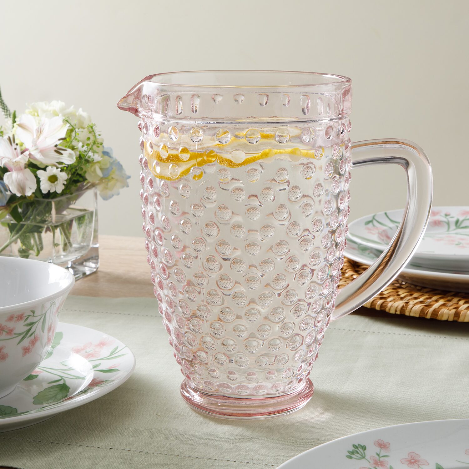 Martha Stewart Chauncey Hobnail Glass Serving Pitcher