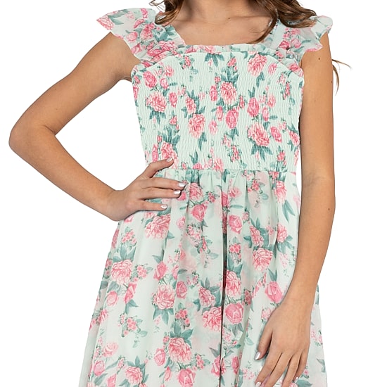 Rare Editions Big Kid Girls Flutter Sleeveless Floral Maxi Dress