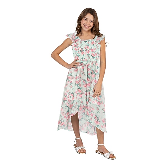 Rare Editions Big Kid Girls Flutter Sleeveless Floral Maxi Dress