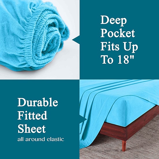 SUPERIOR® Solid Cotton Flannel Warm Winter Deep Pocket Sheet Set