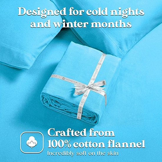 SUPERIOR® Solid Cotton Flannel Warm Winter Deep Pocket Sheet Set