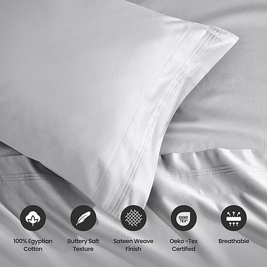 SUPERIOR® Egyptian Cotton Ultra Luxury Sateen 1500tc Deep Pocket Sheet Set