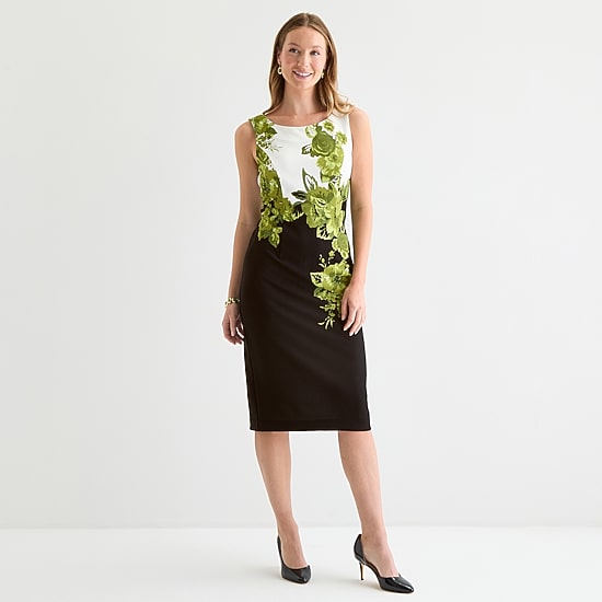 Maya Brooke Womens Floral Jacket Dress