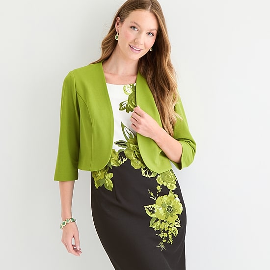Maya Brooke Womens Floral Jacket Dress