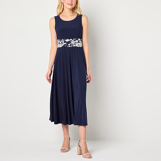 Jessica Howard Womens Midi Floral Jacket Dress