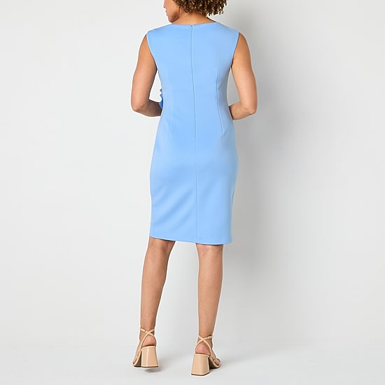 Jessica Howard Womens Boat Neck Sleeveless Sheath Dress
