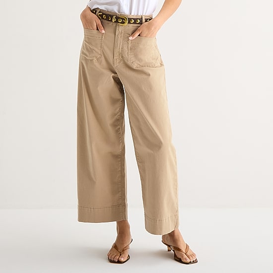 a.n.a Patch Pocket Womens Tall Wide Leg Highest Rise Cropped Pant