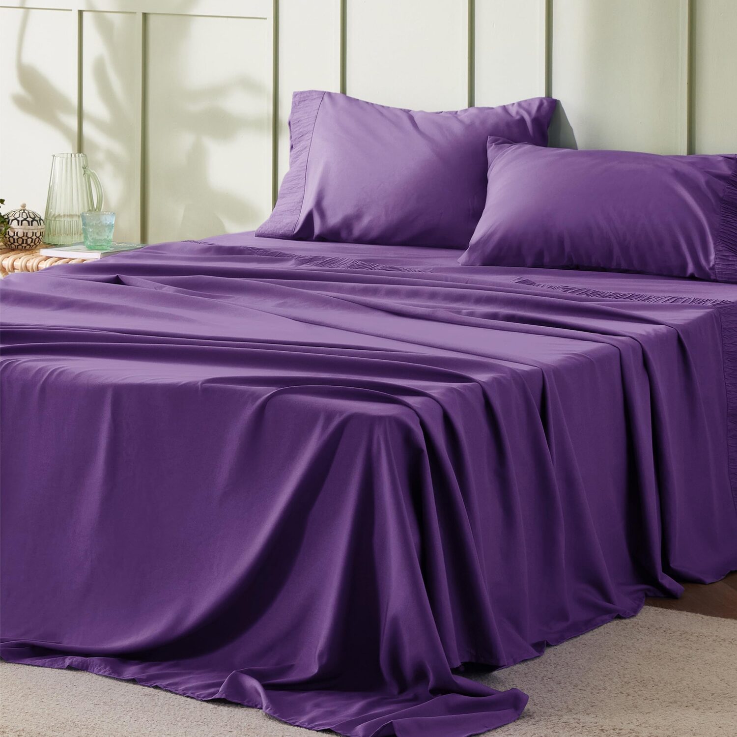 Bedsure® Breathable & Cooling,Easy Care Polyester Microfiber Bedding REVERSIBLE Sheet Set