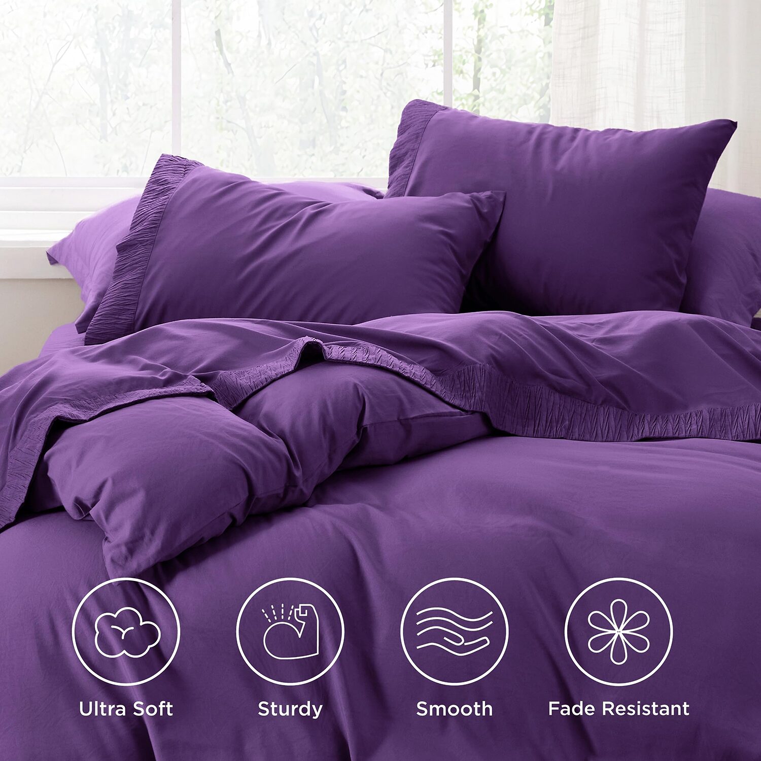 Bedsure® Breathable & Cooling,Easy Care Polyester Microfiber Bedding REVERSIBLE Sheet Set