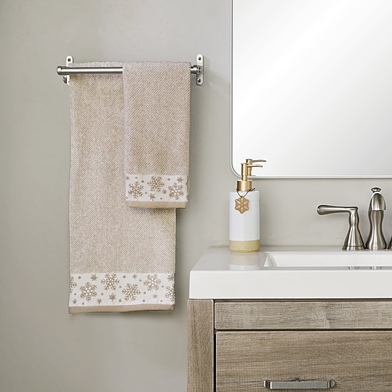 Saturday Knight Heather Snowflake Embellished Holiday Bath Towel