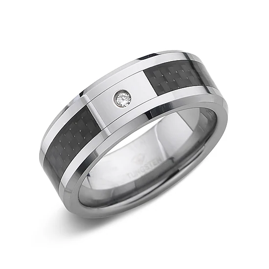  Men's Diamond-Accent Two-Tone Wedding Band