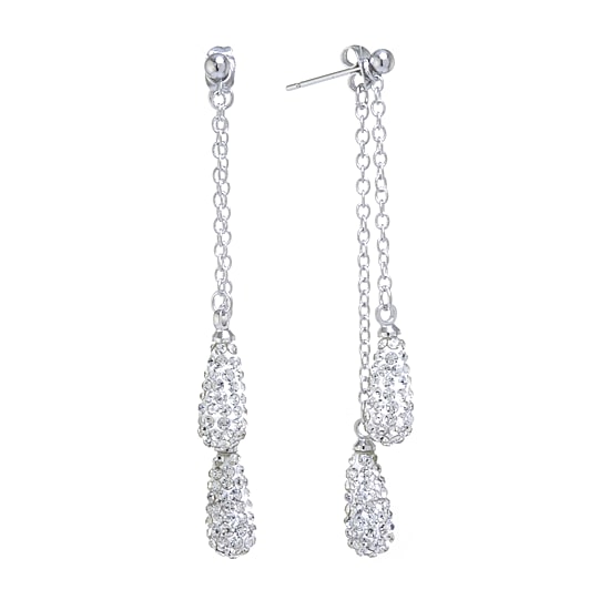 Sparkle Allure Womens Crystal Pure Silver Over Brass Pear Drop Earrings
