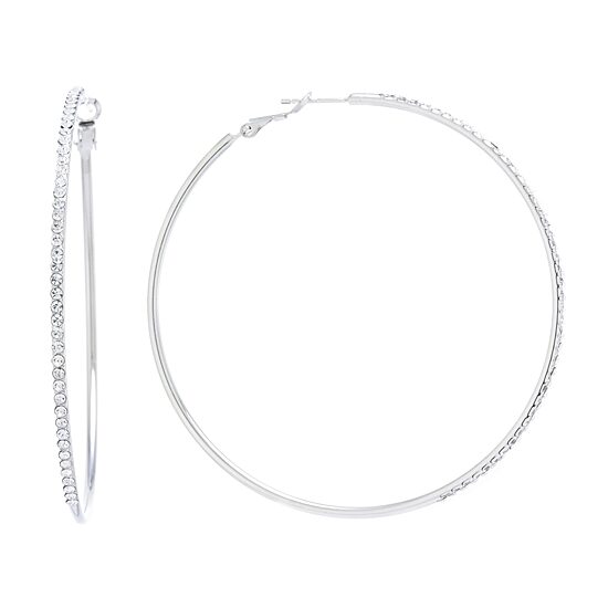Sparkle Allure Womens Crystal 70mm Round Hoop Earrings