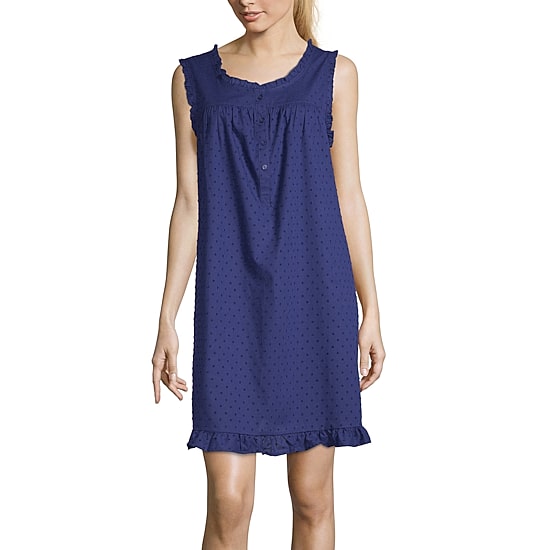 Adonna Ruffle Chemise Womens Sleeveless Scoop Neck Nightgown