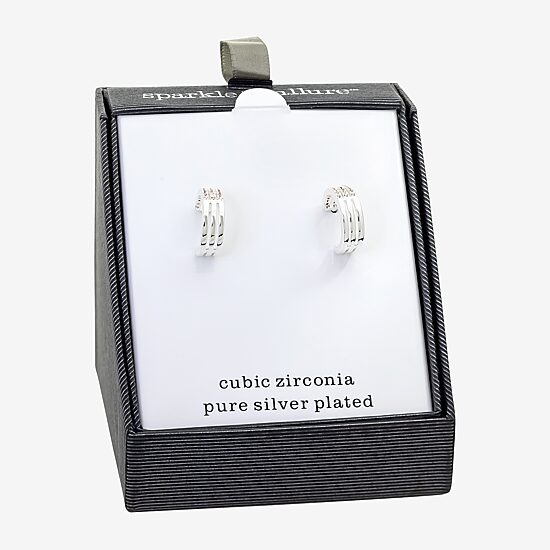 Sparkle Allure Womens Cubic Zirconia 11mm Hoop Earrings