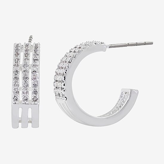 Sparkle Allure Womens Cubic Zirconia 11mm Hoop Earrings